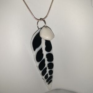 Handmade Black and White Spiral Pendant Necklace Coastal Beach Boho Chic Surfer